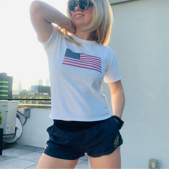 American flag white 1984 Short Sleeve Shirt Tee vintage Cotton t-shirt OS July4 - Picture 1 of 10